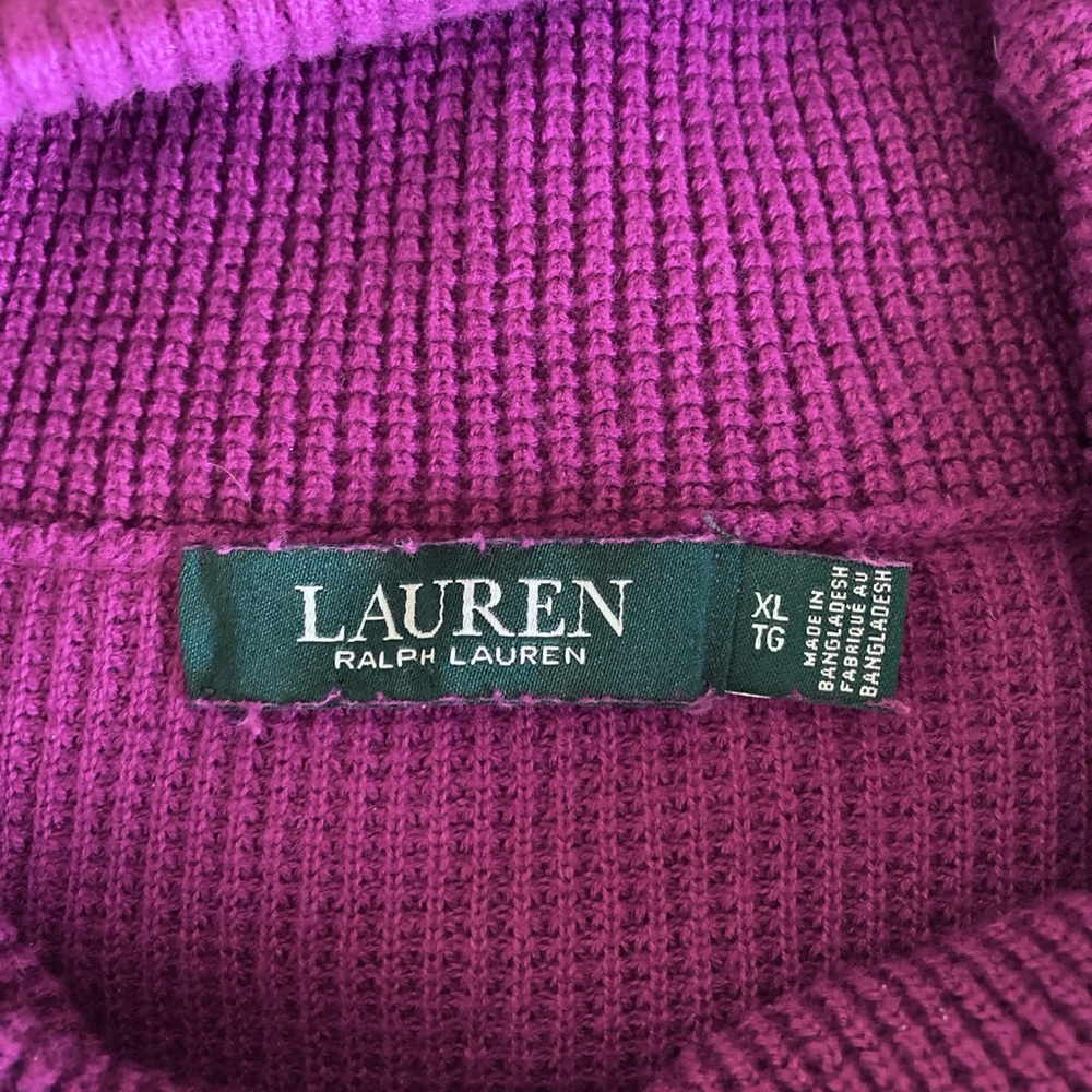 Lauren Ralph Lauren Waffle Knit Thermal Cowl Mock Neck Pullover Sweater - Picture 13 of 13